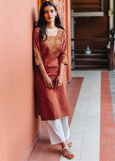 Get Floral Embroidered Patch Square Neck Kurta at ₹ 1750 | LBB Shop