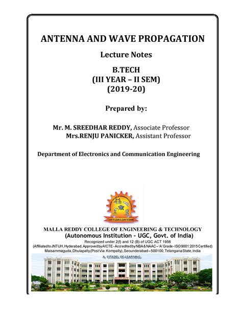 Antenna AND WAVE Propagations - ANTENNA AND WAVE PROPAGATION Lecture ...