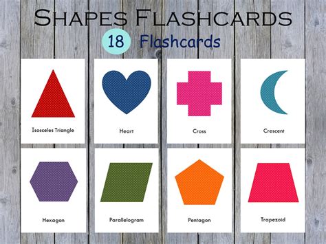 Buy Shapes Flashcards, Preschool Printables, Shapes for Kids ...