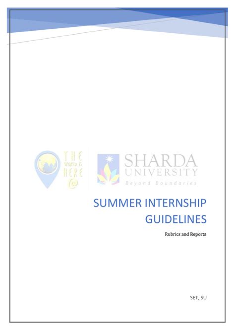 Summer Internship Guidelines Rubrics and Report formats - SUMMER ...