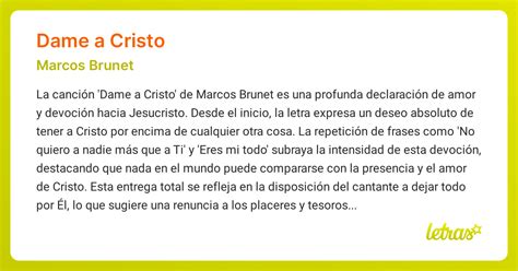 Significado de la canción DAME A CRISTO (Marcos Brunet) - LETRAS.COM