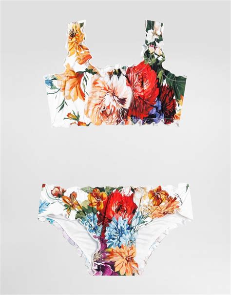 Flower-print bikini in Print for Girls | Dolce&Gabbana®