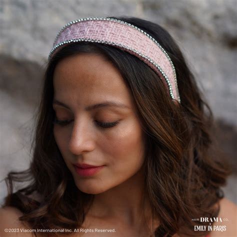 HDC x Emily in Paris Light Pink Tweed Crystal Flat Hair Band – Hair ...