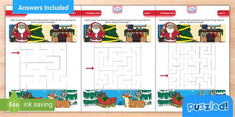 Fun Christmas Maze Puzzle Pack - Twinkl - Kids Puzzles