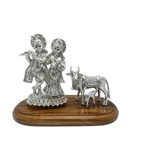 Buy Silver Idols Radha Krishna Cow God Idol, Murti Figurine Religious ...