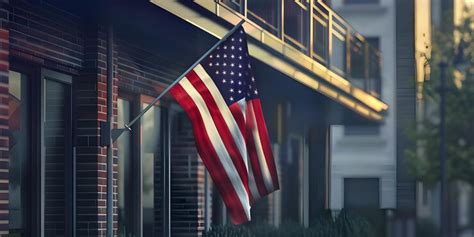 Usa flag hanging outside of building background ai generated | Premium ...