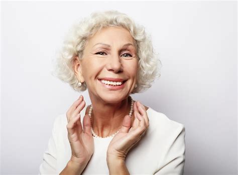 Lifestyle emotion and people concept grey haired old nice beautiful ...