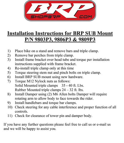 BRP Dirt Bike Parts Detailed product information guides