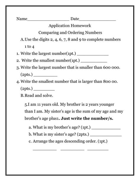 Image result for Ordering Numbers Worksheet.pdf