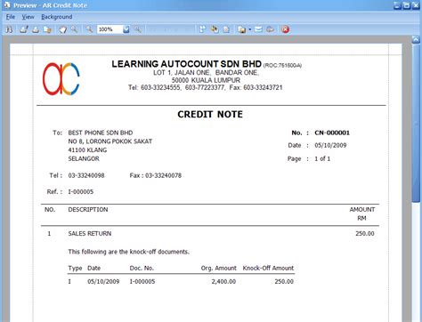 Image result for AutoCount Credit Note