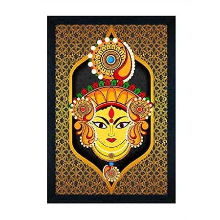 SAF Durga Maa UV Textured Multi-Effect Framed Painting 20 Inch X 14 ...