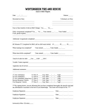 End Of Shift Report - Fill and Sign Printable Template Online
