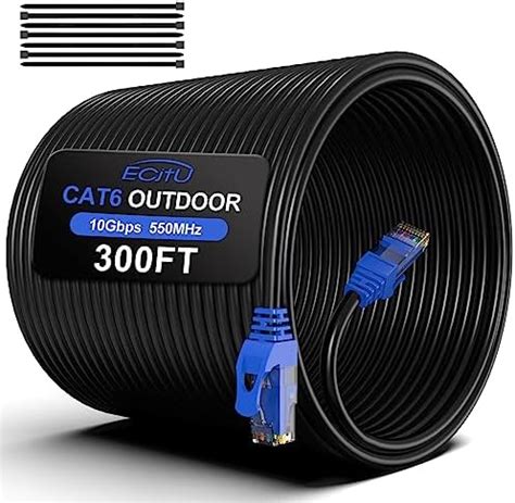 300FT Cat6 Outdoor Ethernet Cable, In-Ground, Heavy Duty Direct Burial ...