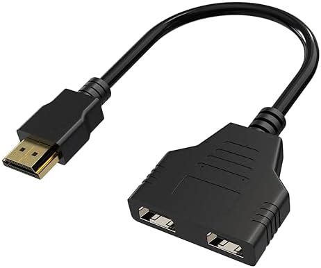 DHTtechky HDMI Cable Splitter - 1 in 2 Out HDMI Splitter Adapter Cable ...