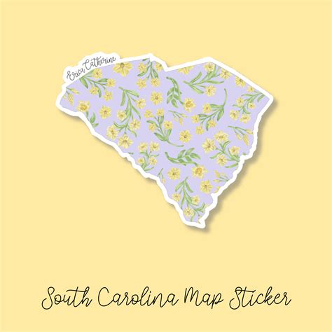 South Carolina State Flower Map Vinyl Sticker – Erica Catherine