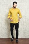 Buy Yellow Linen Plain Shirt For Men by Aryavir Malhotra Online at Aza ...