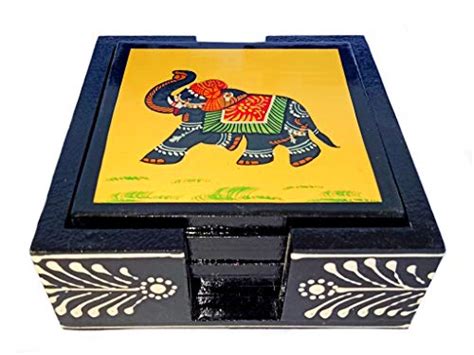 Hindoro Wooden Handcrafted Tea Coffee Coaster Set of 6 : Amazon.in ...