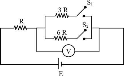 In the circuit shown in the figure, reading of voltmeter is V1 when ...
