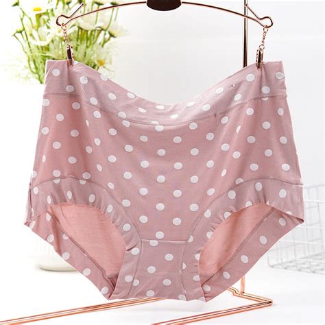 Modal Large size Panties Fashion Polka dot briefs High waist(Pack of 3 ...