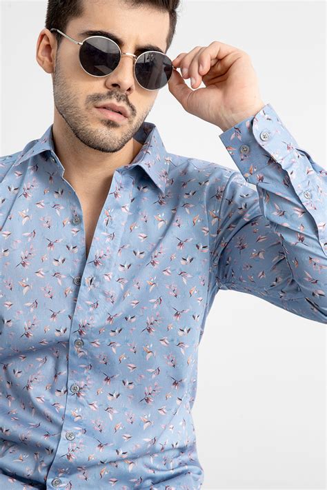 Flick Leaf Frost Blue Shirt - SNITCH