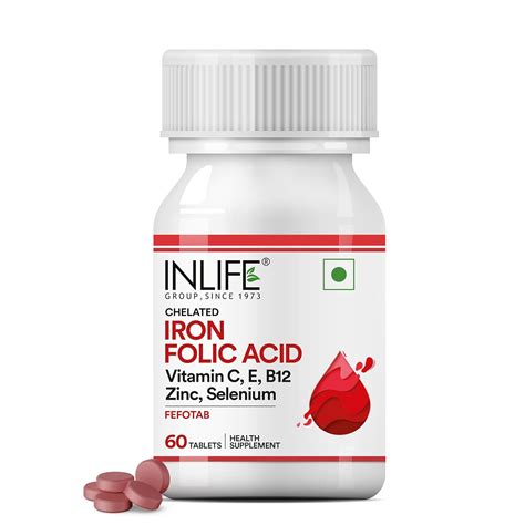 INLIFE Chelated Iron Tablets For Women and Men | Ferrous Bisglycinate ...
