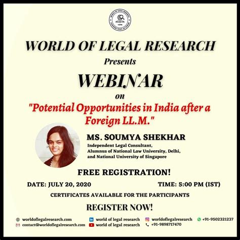 Webinar on Potential Opportunities in India after a Foreign LLM