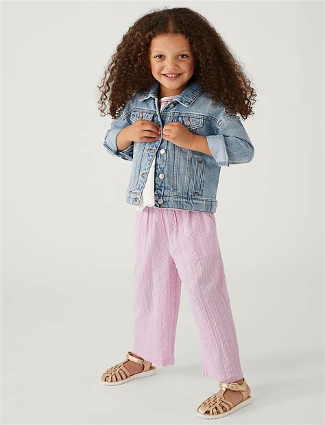 Buy Pure Cotton Wide Leg Trousers at Marks & Spencer