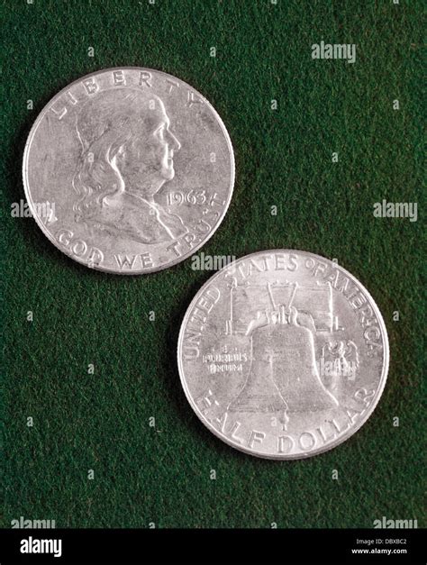 1960s 1963 UNITED STATES HALF DOLLAR SILVER COIN BENJAMIN FRANKLIN AND ...