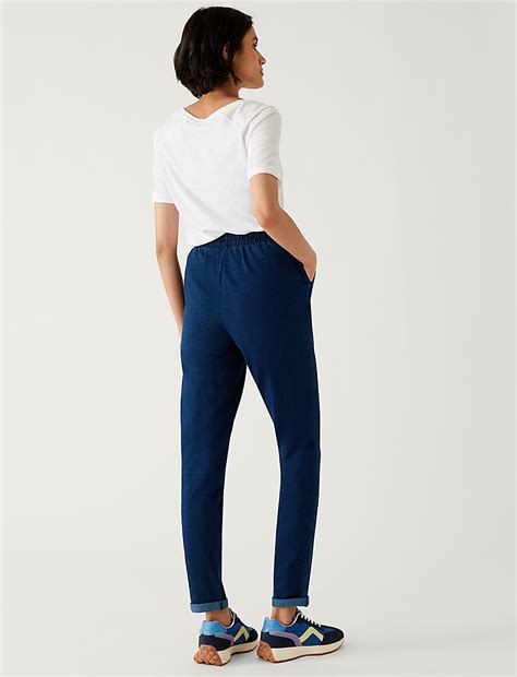 Buy Jersey Denim Tapered Ankle Grazer Joggers at Marks & Spencer