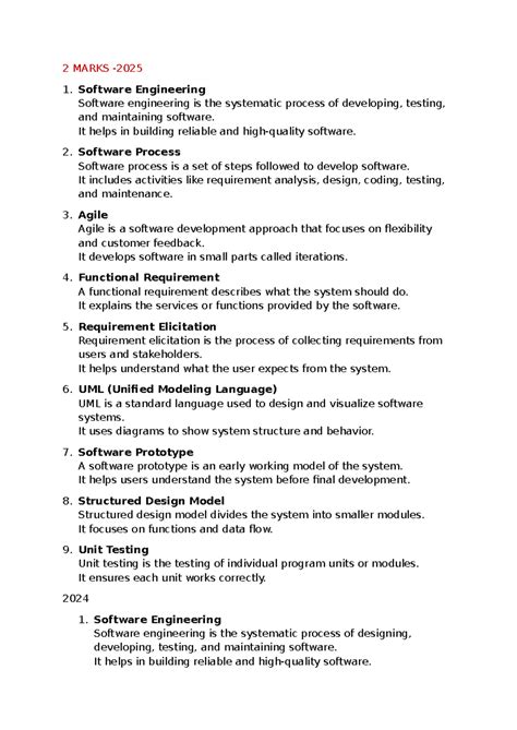 2 MARKS SE - Key Concepts in Software Engineering - Studocu