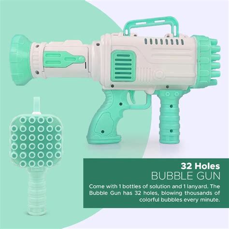 NHR 32 Hole Electric Bubble Gun with Solution for kids, Gatling Bubble ...
