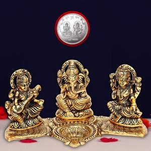 NOKTUS Sri Hindu Religious God Laxmi Ganesh Saraswati Idol Sculpture ...