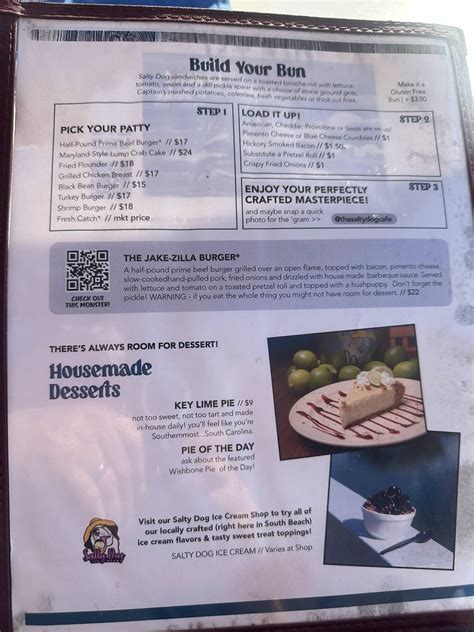 Menu at The Salty Dog Cafe, Hilton Head Island, 232 S Sea Pines Dr