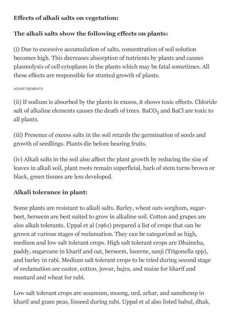 Alkali Soils Factors, Effects and Reclamation - Effects of alkali salts ...