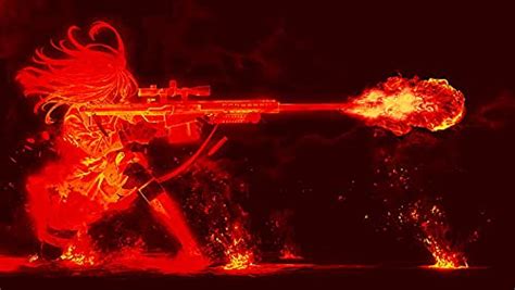 Poster Bubble Anime Girls Sniper Rifle Drawing War Fairy Matte Finish ...