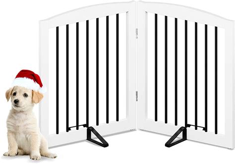 Freestanding Pet Gate for Dogs, Foldable Wooden Dog Gate for House, Indoor Dog Gate for Stairs ...