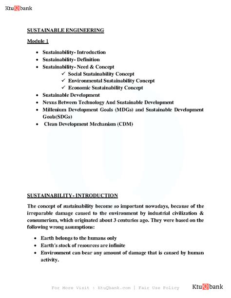 Sustainable engineering module 1 - KQB Ktu Qbank - SUSTAINABLE ...