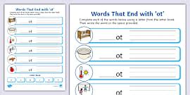 Words With “-At” at the End Worksheet | KS1 Literacy