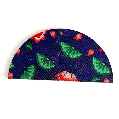 4 Inch Blue Color Pichwai Lotus Print Fabric Semi Circle Plates Festiv ...