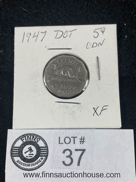 1947 Dot Five Cent Coin in Holder
