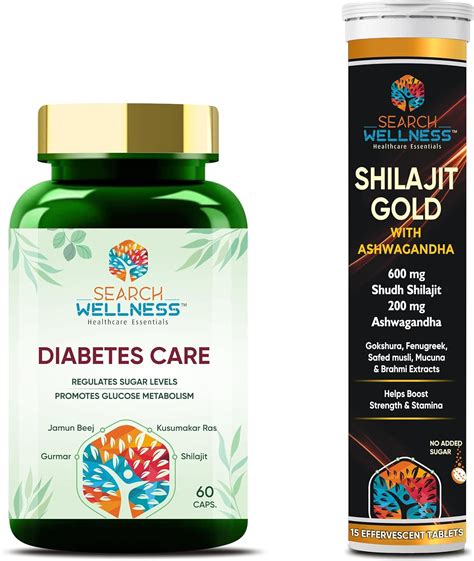 Buy Diabetes Care 60 Capsules & Shilajit Effervescent 15 Tablets Online ...