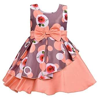 Wish Karo Girls Knee Length A-Line Dress (fe2803_Peach_5 Years-6 Years ...
