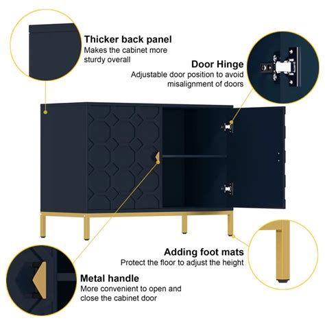 H-Freestanding Storage Cabinet 3-Door Accent Cabinet/Buffet Storage Ca ...