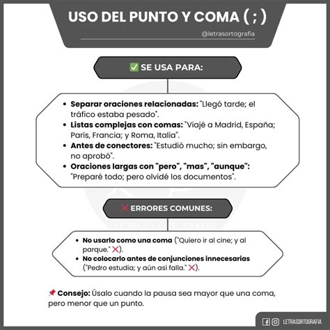 Reglas Del Punto Y Coma Uso De La Coma Y Del Punto Y Coma