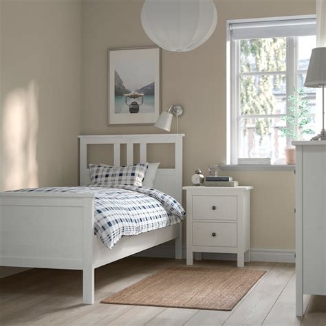 HEMNES bed frame, white stain/Leirsund, 90x200 cm (353/8x783/4") - IKEA