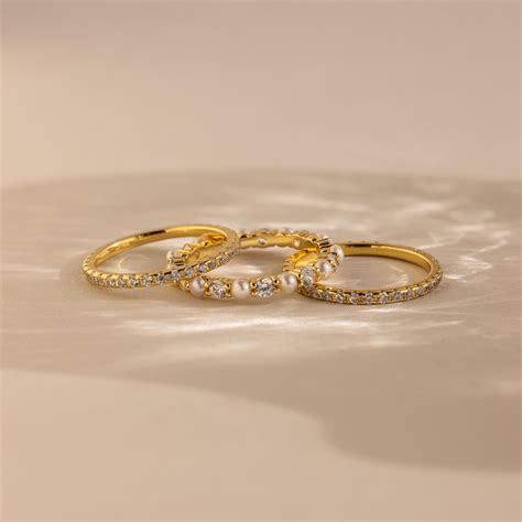 Buy Diamond and Pearl Eternity Stacking Rings