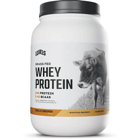 Levels 100% Grass-Fed Whey Protein Powder, Vanilla Cinnamon, Hormone ...