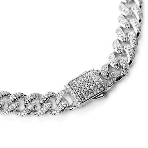 Nicos | Collana color argento glaciale da 12 mm con catena cubana e ...