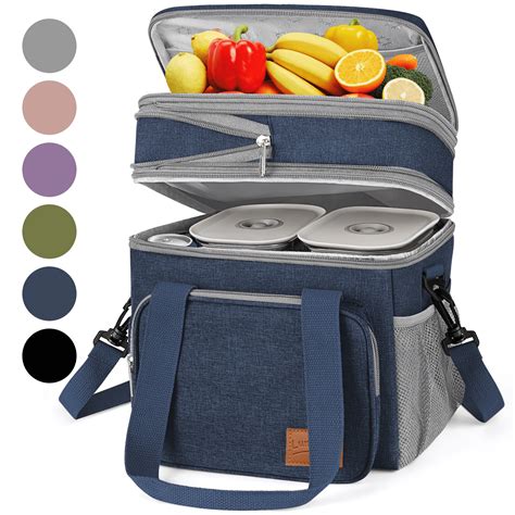 17L Insulated Lunch Bag for Men/Women, Large Reusable Double Deck Lunch ...