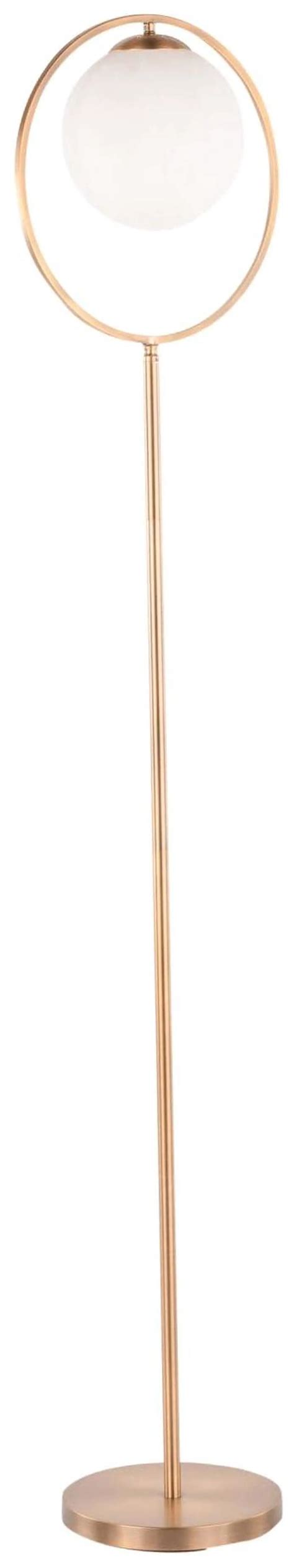 Moon Contemporary Floor Lamp in Gold Metal and Frosted Glass, Gold ...